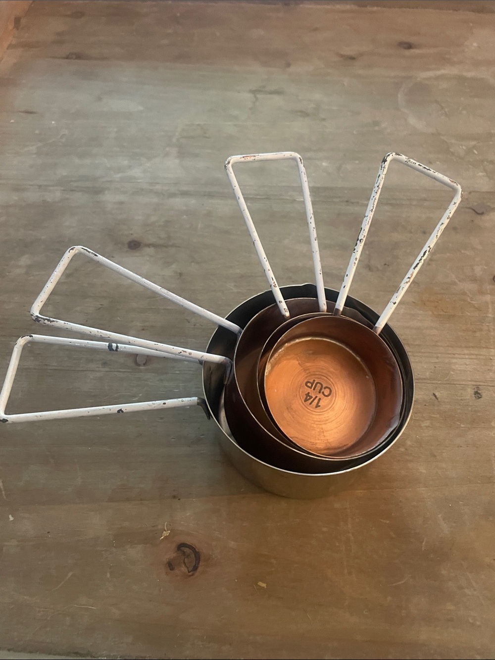 Anthropologie Copper & White Nesting Measuring Cups